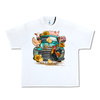 White farm truck farm animals Urban Heavy Tee - FaDigitalArtStudio