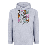 Heather Grey pray on it pray over it pray through it Heavyweight Hoodie - NancyCooperArtShop