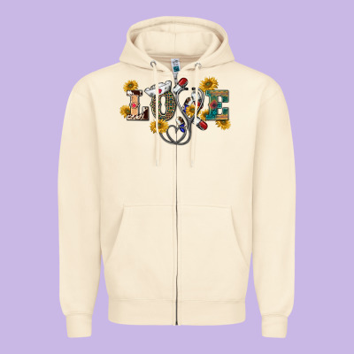 Western Love Nurse Zipper Hoodie Designed By Barkaloodesign