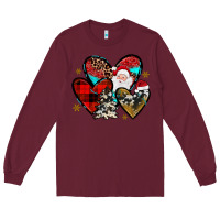 Burgundy Christmas heart Long Sleeve Tee - JahusDesignShop
