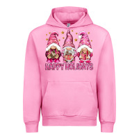 Fuchsia Pink Happy holidays with gnomes Urban Hoodie - NancyCooperArtShop