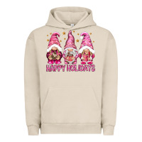 Pigment French Oak Happy holidays with gnomes Urban Hoodie - NancyCooperArtShop