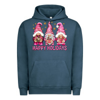 Pigment Midnight Navy Happy holidays with gnomes Urban Hoodie - NancyCooperArtShop