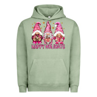 Pigment Oil Green Happy holidays with gnomes Urban Hoodie - NancyCooperArtShop