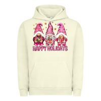 Pigment Pistachio Happy holidays with gnomes Urban Hoodie - NancyCooperArtShop