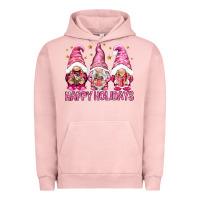 Pigment Salmon Happy holidays with gnomes Urban Hoodie - NancyCooperArtShop