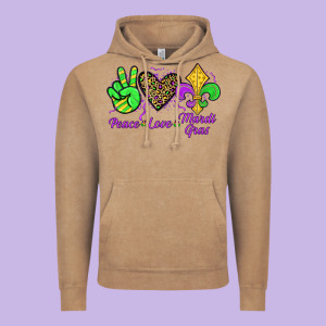 Peace Love Mardi Gras Vintage Hoodie Designed By Jahusdesignshop