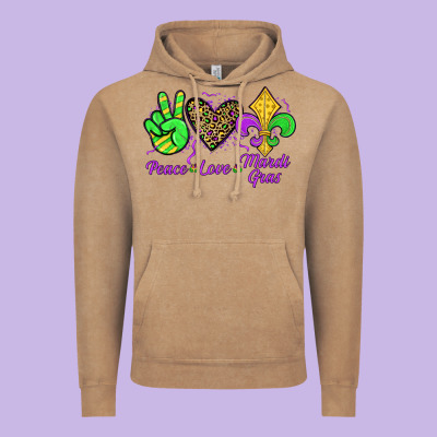 Peace Love Mardi Gras Vintage Hoodie Designed By Jahusdesignshop
