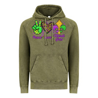 Vintage Olive peace love mardi gras Vintage Hoodie - JahusDesignShop