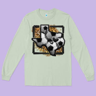 Leopard Soccer Texas Map Long Sleeve Tee Designed By Jasminsmagicworld