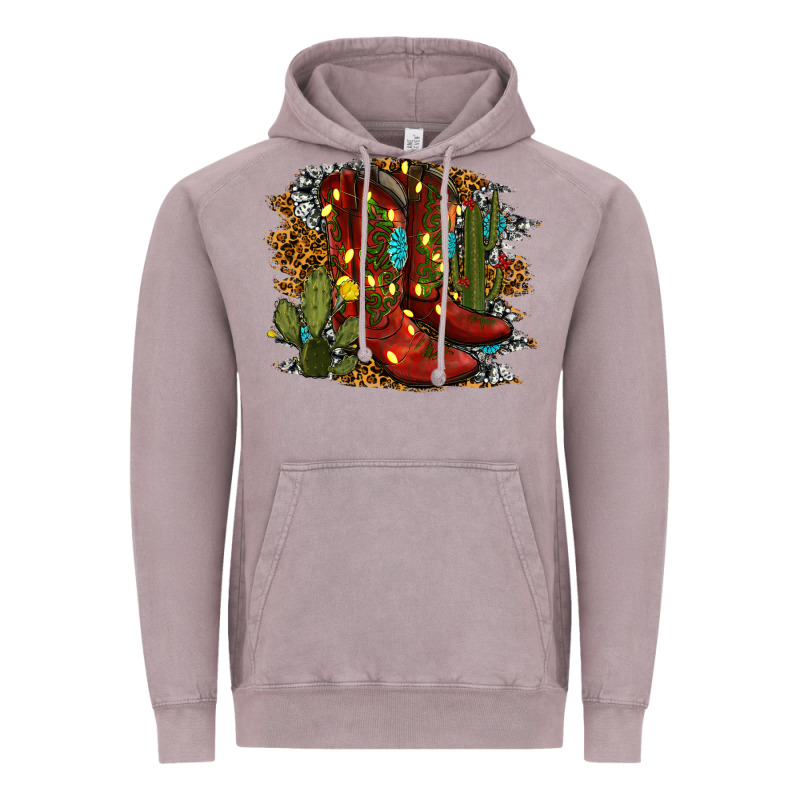 Christmas Cowboy Boots Vintage Hoodie by RanaPortraitStore | Teevron