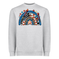 Heather Grey American rainbow 4th of july Heavyweight Sweatshirt - CowGirlArtShop