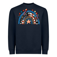 Navy American rainbow 4th of july Heavyweight Sweatshirt - CowGirlArtShop
