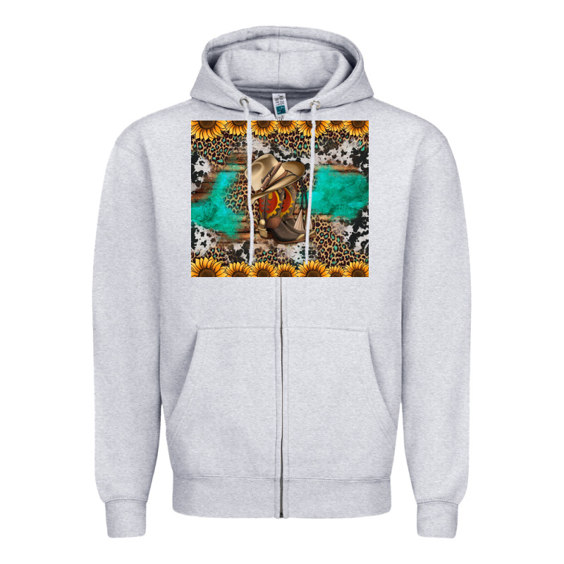 Western Boots And Sunflowers Tumbler Zipper Hoodie by Jasminsmagicworld | Teevron