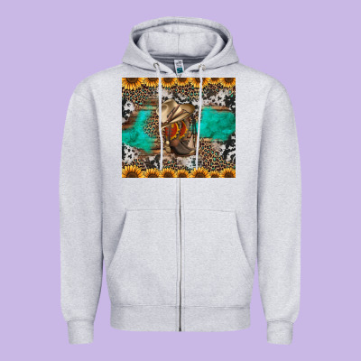 Western Boots And Sunflowers Tumbler Zipper Hoodie Designed By Jasminsmagicworld