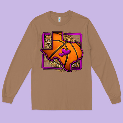 Leopard Basketball Texas Map Long Sleeve Tee Designed By Jasminsmagicworld