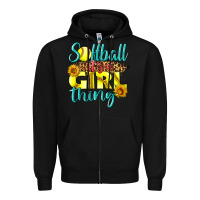 Black softball it's a girl thing Zipper Hoodie - LillyAllenDesigns