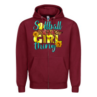 Burgundy softball it's a girl thing Zipper Hoodie - LillyAllenDesigns