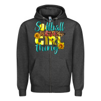 Charcoal Heather softball it's a girl thing Zipper Hoodie - LillyAllenDesigns