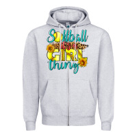Heather Grey softball it's a girl thing Zipper Hoodie - LillyAllenDesigns