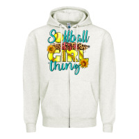 Oatmeal Heather softball it's a girl thing Zipper Hoodie - LillyAllenDesigns
