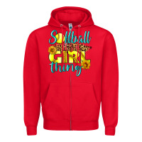 Red softball it's a girl thing Zipper Hoodie - LillyAllenDesigns