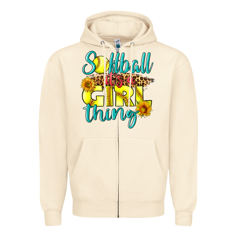 Softball It's A Girl Thing Zipper Hoodie by LillyAllenDesigns | Teevron