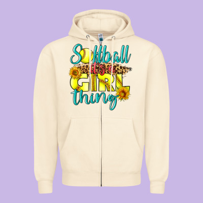 Softball It's A Girl Thing Zipper Hoodie Designed By Lillyallendesigns
