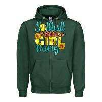 Sports Green softball it's a girl thing Zipper Hoodie - LillyAllenDesigns