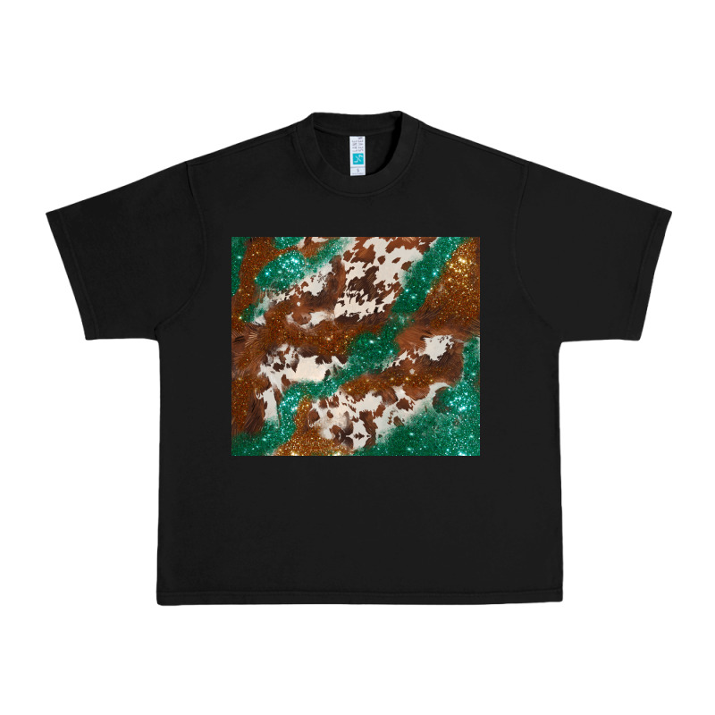 Brown Cowhide Glitter Urban Heavy Tee by BarkalooDesign | Teevron