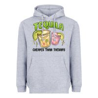 Heather Grey tequila cheaper than therapy Heavyweight Hoodie - MaliasSmallBusiness