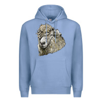 Colony Blue lincoln sheep head Premium Hoodie - LillyAllenDesigns