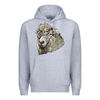 Heather Grey lincoln sheep head Premium Hoodie - LillyAllenDesigns