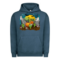 Pigment Midnight Navy Cemetery with Ghost Cats Urban Hoodie - texasbilliewilder