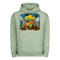 Pigment Oil Green Cemetery with Ghost Cats Urban Hoodie - texasbilliewilder