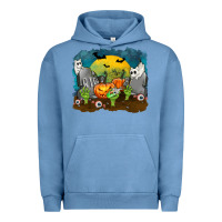 Pigment Pebble Blue Cemetery with Ghost Cats Urban Hoodie - texasbilliewilder
