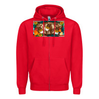Red western cow cockerel chick  serape leopard sunflowers license plate te Zipper Hoodie - BarkalooDesign