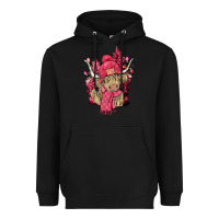 Black pink winter long haired cow Heavyweight Hoodie - NancyCooperArtShop