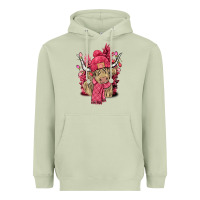 Matcha pink winter long haired cow Heavyweight Hoodie - NancyCooperArtShop