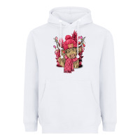 White pink winter long haired cow Heavyweight Hoodie - NancyCooperArtShop