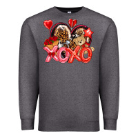 Charcoal Heather xo xo with leopard and cowhide heart Premium Sweatshirt - NancyCooperArtShop