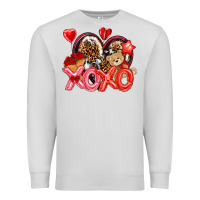 Dove Grey xo xo with leopard and cowhide heart Premium Sweatshirt - NancyCooperArtShop