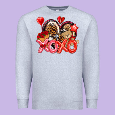 Xo Xo With Leopard And Cowhide Heart Premium Sweatshirt Designed By Nancycooperartshop