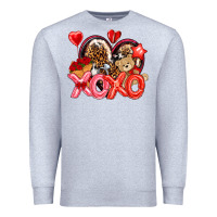 Heather Grey xo xo with leopard and cowhide heart Premium Sweatshirt - NancyCooperArtShop