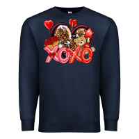 Navy xo xo with leopard and cowhide heart Premium Sweatshirt - NancyCooperArtShop