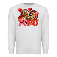 Oatmeal Heather xo xo with leopard and cowhide heart Premium Sweatshirt - NancyCooperArtShop