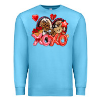 Ocean Blue xo xo with leopard and cowhide heart Premium Sweatshirt - NancyCooperArtShop