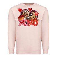 Pale Pink xo xo with leopard and cowhide heart Premium Sweatshirt - NancyCooperArtShop