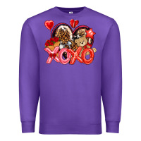 Purple xo xo with leopard and cowhide heart Premium Sweatshirt - NancyCooperArtShop