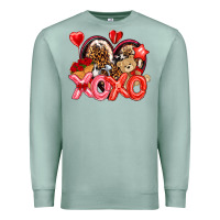 Seafoam xo xo with leopard and cowhide heart Premium Sweatshirt - NancyCooperArtShop